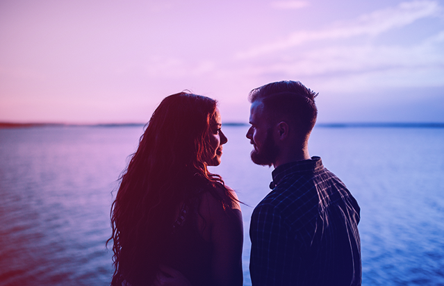 Couple staring at each other